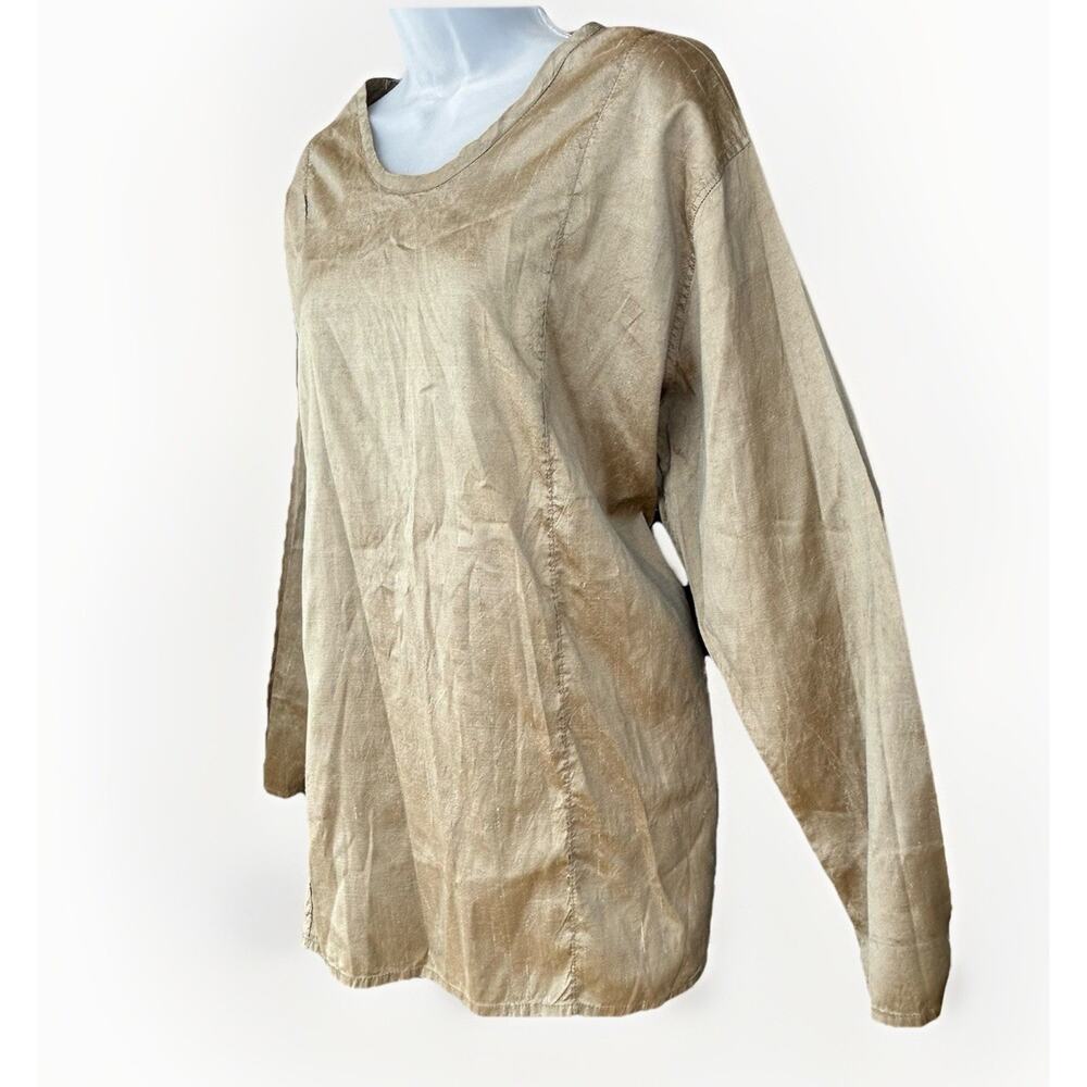 VTG FLAX Jeanne Engelhart 100% Raw Silk Tunic Top Women's Size Large Lagenlook - Picture 4 of 12